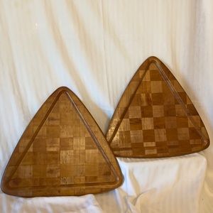 Vintage Parquet Wood Serving Trays PAIR